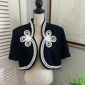 Vintage SL FASHIONS Womens Jacket Cropped Open Wedding Holiday Formal | *LARGE